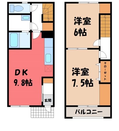 古河駅 バス20分  明神下下車：停歩14分 1-2階の物件間取画像